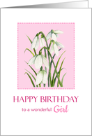 For a Girl on Birthday Watercolor Snowdrops Bloom Painting card