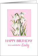 For a Lady on Birthday Watercolor Snowdrops Bloom Painting card