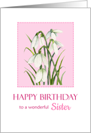 For Sister on Birthday Watercolor Snowdrops Painting card