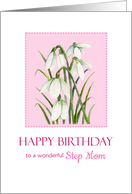 For Step Mom on Birthday Watercolor Snowdrops Painting card