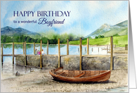 For Boyfriend on Birthday Watercolor Derwentwater Lake England card