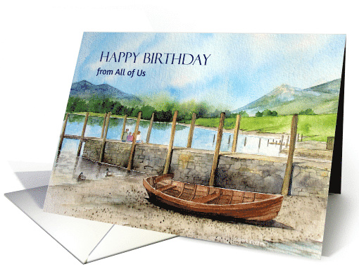 From All of Us on Birthday Watercolor Derwentwater Lake England card