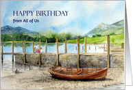 From All of Us on Birthday Watercolor Derwentwater Lake England card