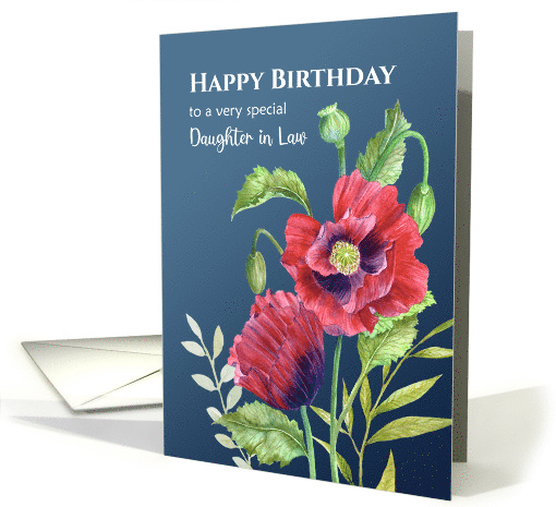 For Daughter in Law Birthday Red Poppies Watercolor Illustration card