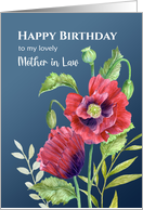 For Mother in Law on Birthday Red Poppies Watercolor Illustration card