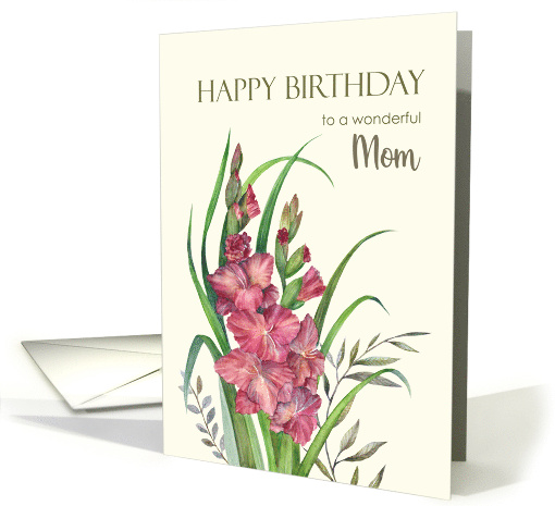 For Mom on Birthday Watercolor Peachy Gladioli Watercolor... (1734982)