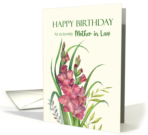 For Mother in Law on Birthday Watercolor Peachy Gladioli... (1736912)