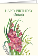 Customize Any Name on Birthday Customizable Watercolor Gladioli card