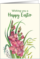 General Happy Easter Wishes Watercolor Peachy Gladioli Illustration card
