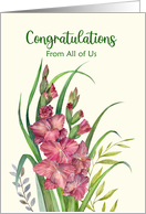 Congratulations from All of Us Watercolor Warm Gladioli Illustration card