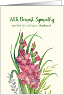 Sympathy on the Loss of Husband Watercolor Warm Gladioli Illustration card