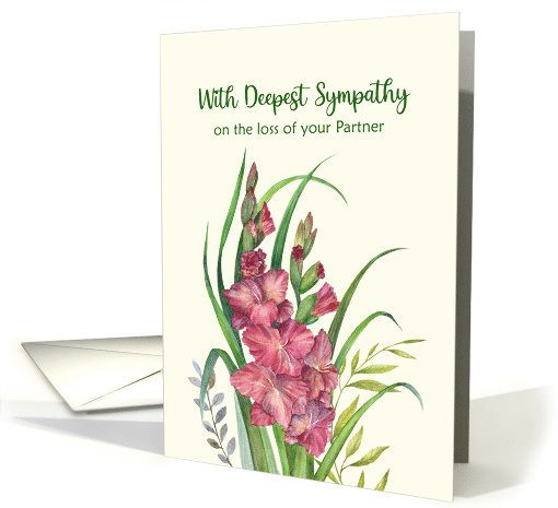 Sympathy on the Loss of Partner Watercolor Warm Gladioli... (1742568)