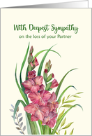 Sympathy on the Loss of Partner Watercolor Warm Gladioli Illustration card