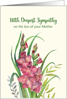 Sympathy on the Loss of Mother Watercolor Warm Gladioli Illustration card