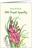 Sympathy from All of Us Watercolor Warm Peachy Gladioli Illustration card