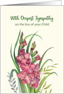 Sympathy for Loss of Child Watercolor Peachy Gladioli Illustration card