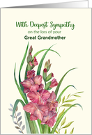 Sympathy for Great Grandmother Watercolor Warm Gladioli Illustration card