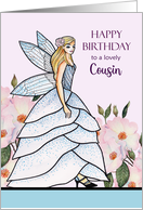 For Cousin on Birthday Fairy Princess Pen Watercolor Illustration card