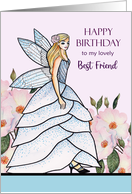 For Best Friend on Birthday Fairy Princess Pen Watercolor Illustration card