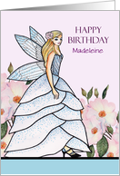 Customize Any Name on Birthday Fairy Princess Watercolor Illustration card