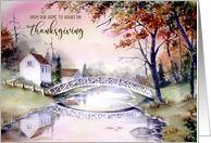 From Our Home to Yours on Thanksgiving Arched Bridge Painting card