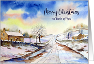 To Both of You on Christmas Wintery Lane Watercolor Painting card