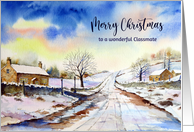 For Classmate on Christmas Winterly Lane Watercolor Painting card