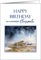 For Classmate on Birthday Whitley Bay St Mary’s Lighthouse Painting card