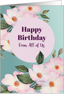 From All of Us on Birthday Watercolor Pink Roses Botanical Painting card