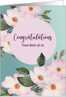 Congratulations From Both of Us Pink Roses Botanical Illustration card