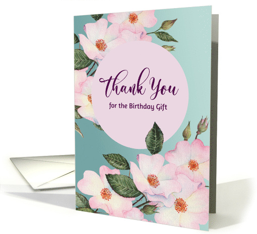 Thank Your for Birthday Gift Watercolor Pink Roses Floral... (1760580)