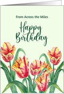 From Across The Miles on Birthday Watercolor Yellow Parrot Tulips card