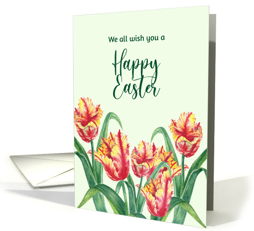 From All of Us on Easter Watercolor Yellow Parrot Tulips Painting card