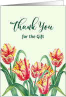 Thank You for the Gift Watercolor Yellow Parrot Tulips Flower Painting card