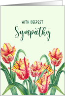 General Sympathy Watercolor Yellow Parrot Tulips Flower Painting card