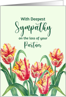 Sympathy on Loss of Partner Watercolor Yellow Parrot Tulips Painting card