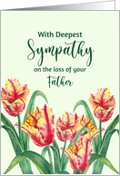 Sympathy on Loss of Father Watercolor Yellow Parrot Tulips Painting card