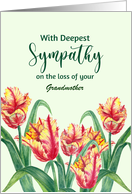 Sympathy on Loss of Grandmother Watercolor Yellow Parrot Tulips card