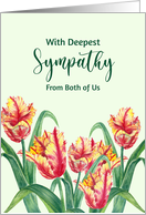 Sympathy from Both of Us Watercolor Yellow Parrot Tulips Illustration card
