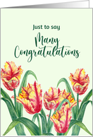 General Congratulations Watercolor Yellow Tulips Flower Painting card