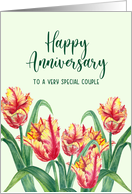 For Special Couple on Anniversary Watercolor Yellow Tulips Flower card