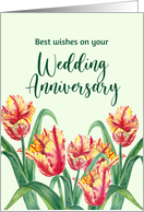 General Wedding Anniversary Watercolor Yellow Tulips Flower Painting card