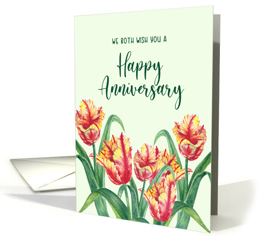 From Both of Us on Anniversary Watercolor Yellow Tulips Painting card