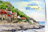 General Happy Retirement Runswick Bay England Watercolor Painting card