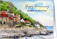 For Daughter and Son in Law on Anniversary Runswick Bay Watercolor card