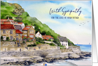 Sympathy for Loss of Father Runswick Bay England Watercolor Painting card