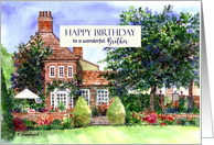 For Brother on Birthday The Manor House Garden Watercolor Painting card