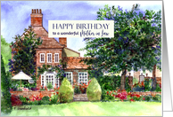 For Mother in Law on Birthday The Manor House Watercolor Painting card