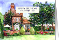 For Fiance on Birthday The Manor House York Watercolor Painting card