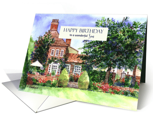 For Son on Birthday The Manor House York Watercolor Painting card
